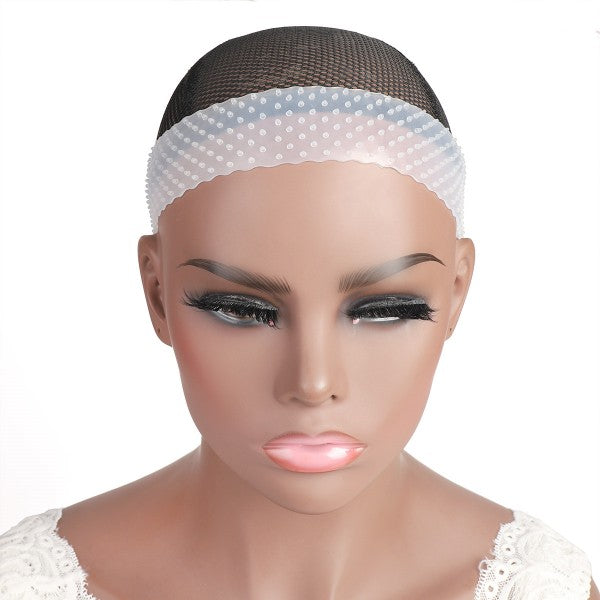 Transparent Silicone Wig Band Displayed On a Mannequin Head for Secure Wig Wear