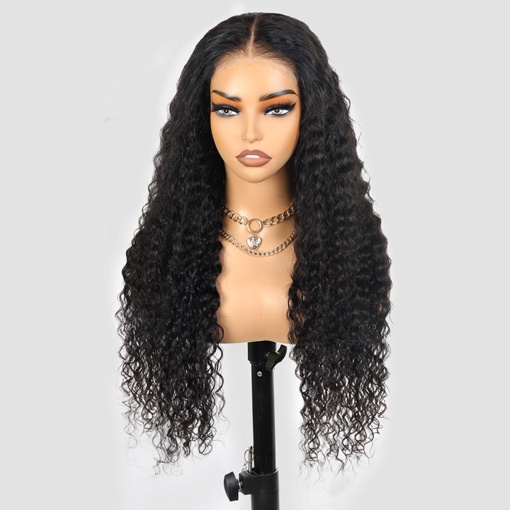 Model Wearing Ishow Deep Curly Wig Showcasing Defined Curls and Natural Hairline