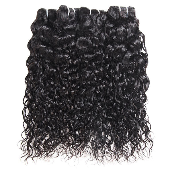 Brazilian Water Wave Human Hair Bundles in Natural Black, Soft and Bouncy Curls