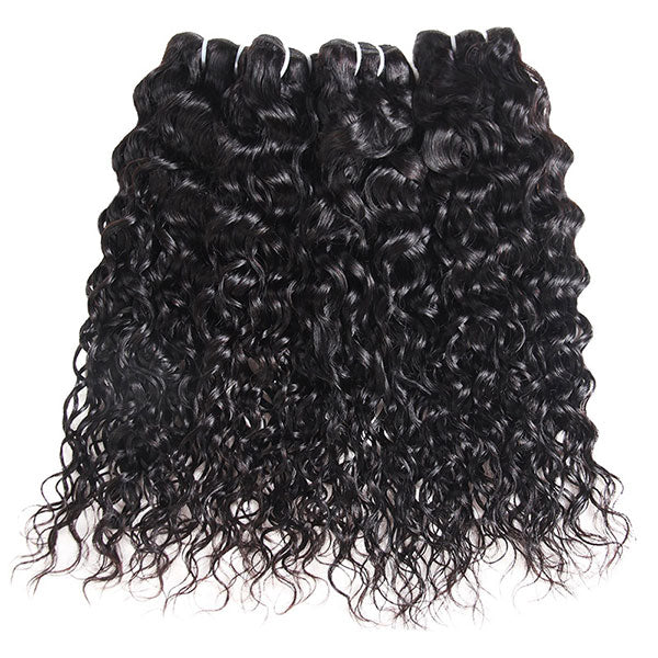 Malaysian Water Wave Human Hair Weave Bundles in Natural Black Color