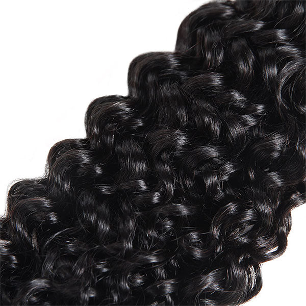 Close-Up of Natural Black Kinky Curly Hair Texture for Extensions