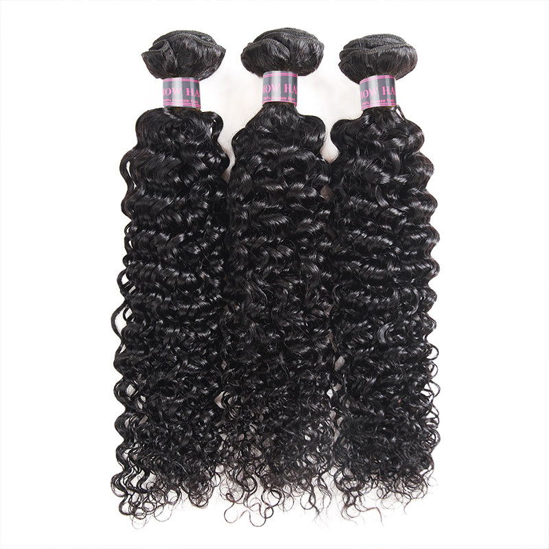 Three Bundles of Bouncy Mongolian Kinky Curly Human Hair in Natural Black