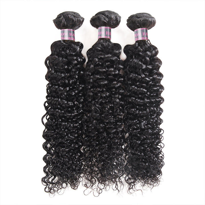 Three Bundles of Bouncy Mongolian Kinky Curly Human Hair in Natural Black