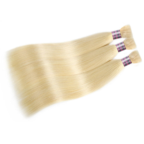 613 Blonde Straight Human Hair Bulk for Braiding