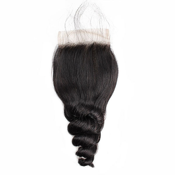 Brazilian Loose Wave Lace Closure in Natural Black Color Showcasing Soft Texture
