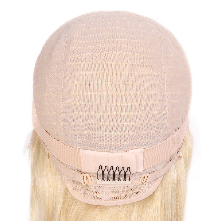 Adjustable Cap of 613 Blonde Lace Front Wig With Secure Hairpins and Mesh Material