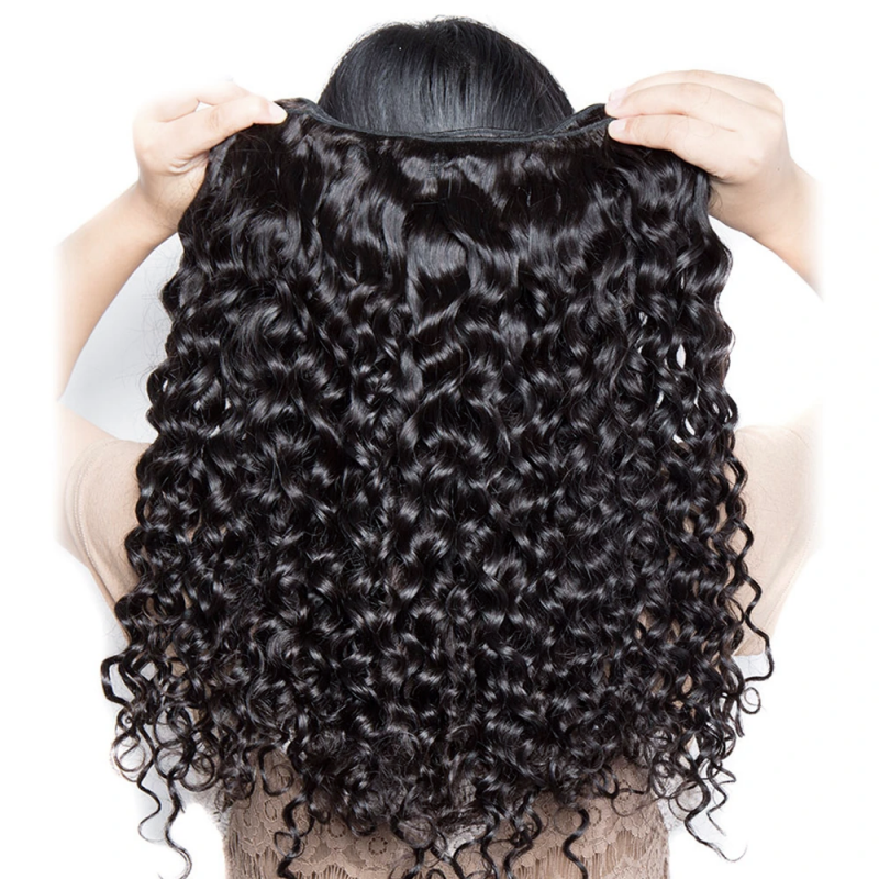 Malaysian Water Wave Hair Bundle With Defined, Bouncy Curls in Natural Color