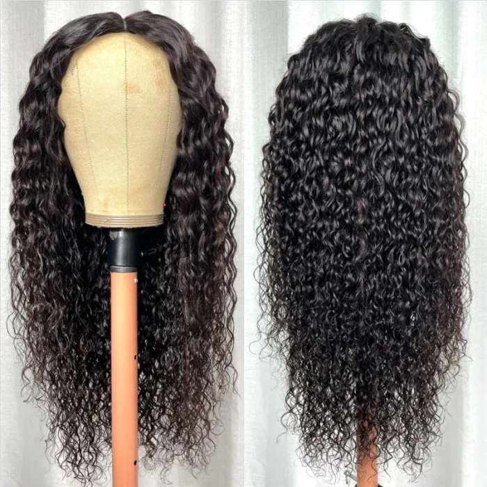 Curly Water Wave Wig On Mannequin Head, Showcasing Texture and Volume