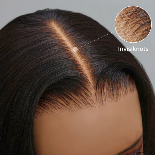 Close-Up of HD Lace Front Wig With Invisiknots Technology for a Natural Look