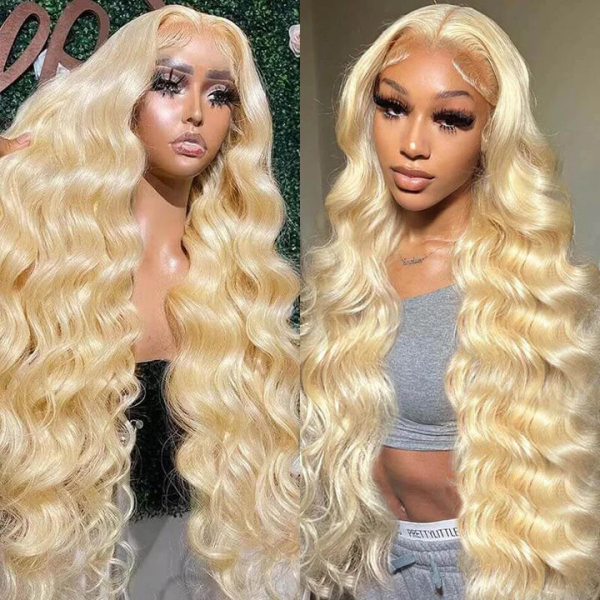 613 Blonde Wig Body Wave Human Hair Wigs 4x4 Lace Closure Wig With Natural Hairline