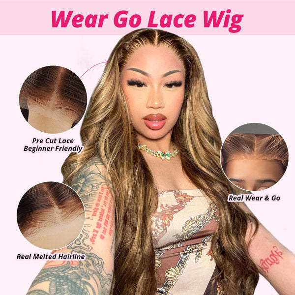 Model With Wear Go Lace Wig Featuring Pre-Cut Lace and Melted Hairline