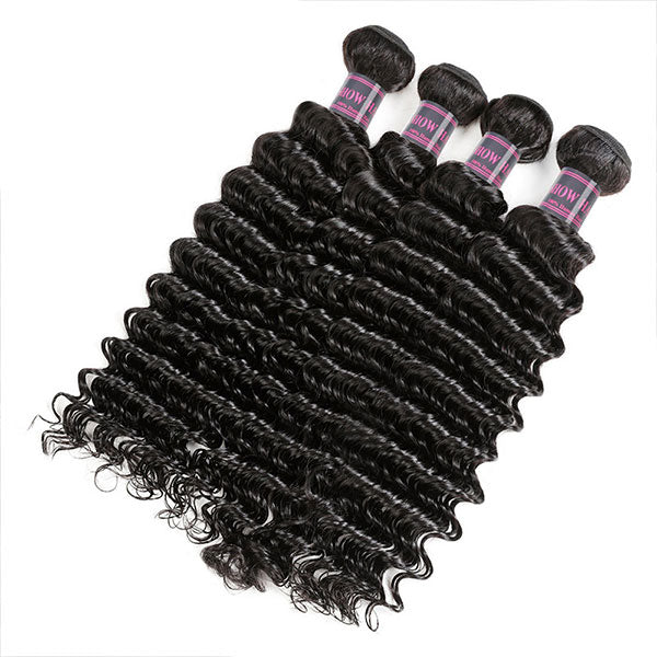 Ishow Hair Deep Wave 4 Bundles of 100% Virgin Human Hair in Natural Black Color