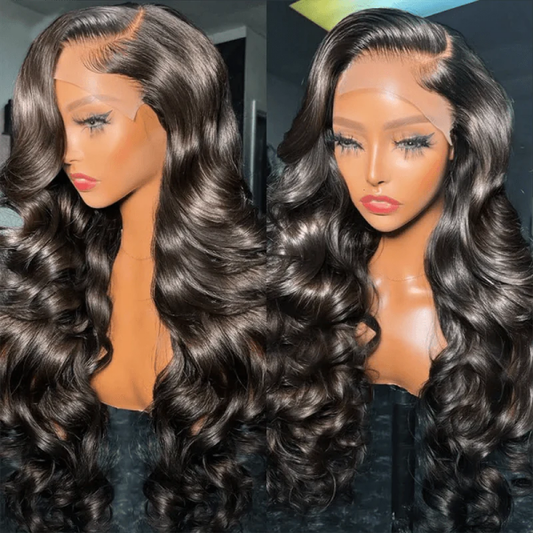 40-Inch Body Wave Human Hair Wig With Shiny Natural Black Texture