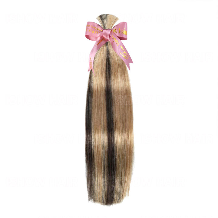 Ishow P2/27 Highlight Straight Human Hair Braiding Bundles With Ribbon