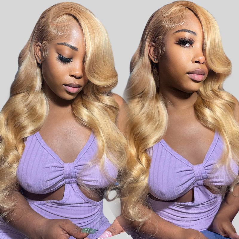 Honey Blonde Body Wave Hair On Woman