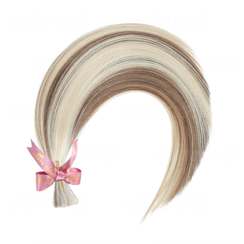 Ishow Straight Bulk Hair #P8/60 Ash Brown Blonde Highlights