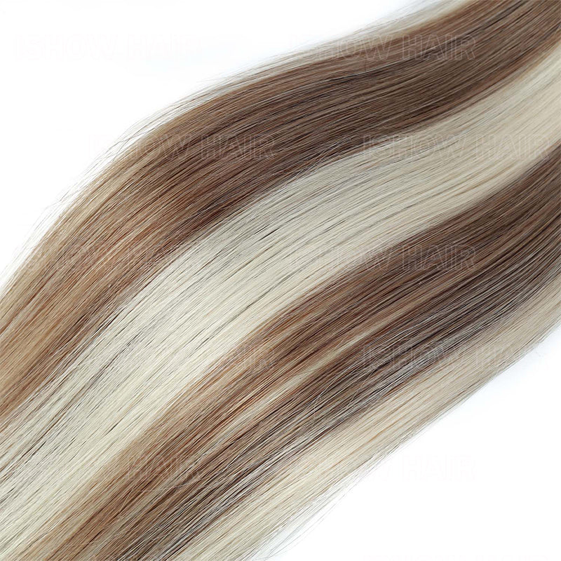 Ishow Straight Hair Bundles - Ash Brown & Blonde Highlights