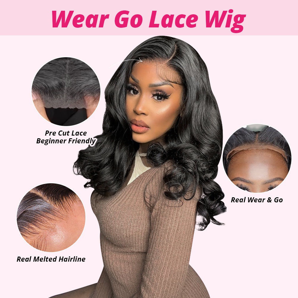 Model Wearing Pre-Cut Lace Body Wave Wig With Natural Look and Melted Hairline