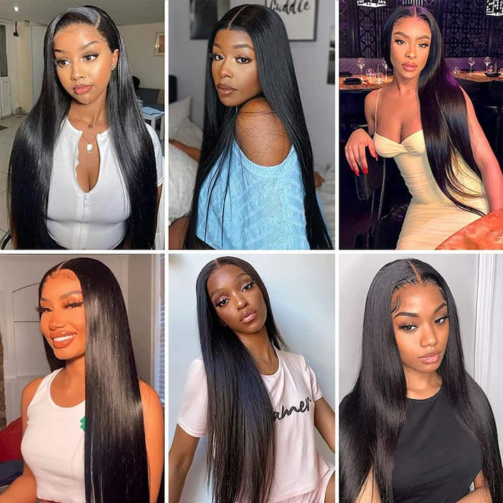 Models Showcasing Long, Straight Natural Black Hair With Brazilian Hair Bundles