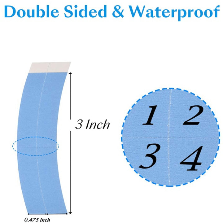 Double-Sided Waterproof Wig Tape Strips, 3 Inches Long, for Secure Hair Installations