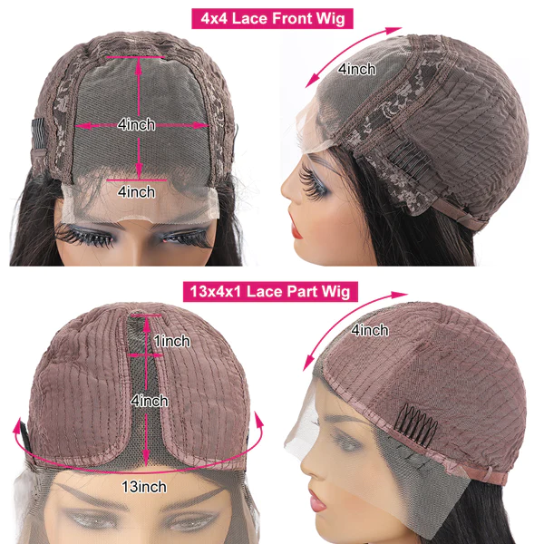 4X4 Lace Front Wig vs 13X4X1 Lace Part Wig Dimensions Comparison
