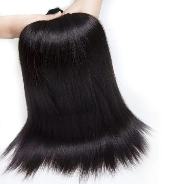 Straight Natural Black Hair Highlighting Smooth, Shiny Strands With Soft Ends