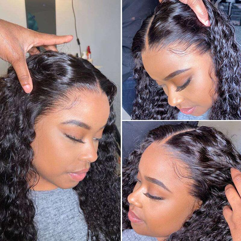 Water Wave Lace Front Wig - Close-Up of the Natural Hairline and Parting