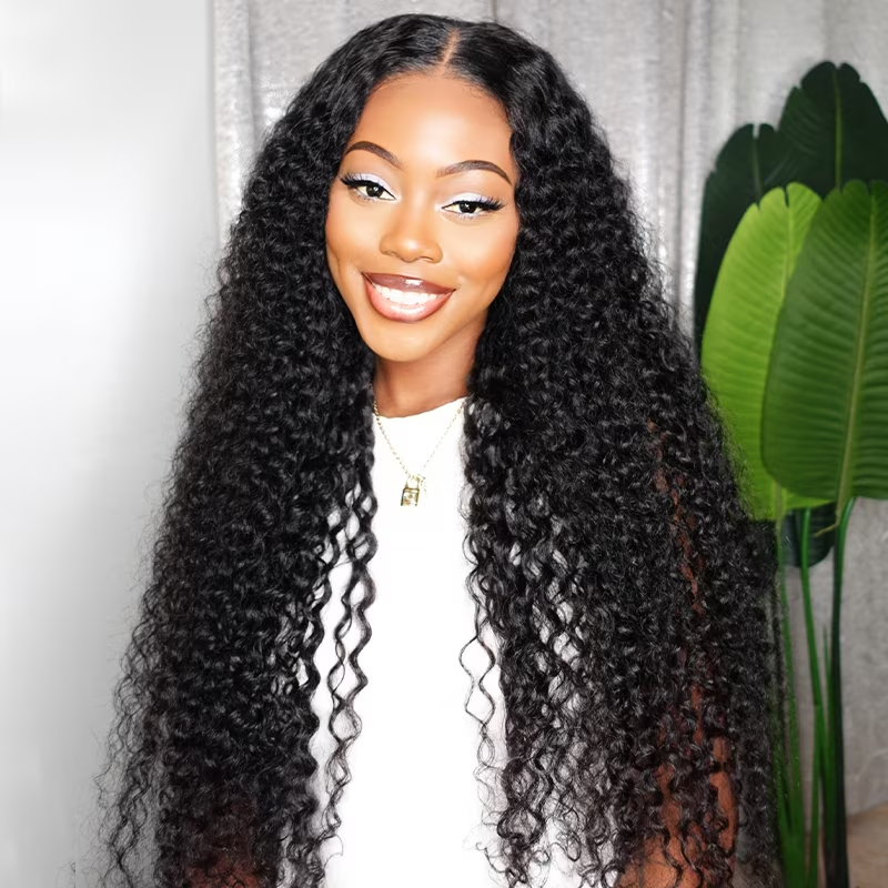 Ishow Hair 30 Inch Curly Human Hair Wig On a Smiling Woman