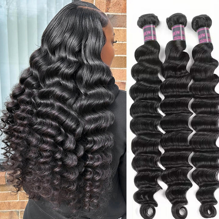 Loose Wave Human Hair Bundles Displayed With Flowing Curls for Ishow's Flash Sale
