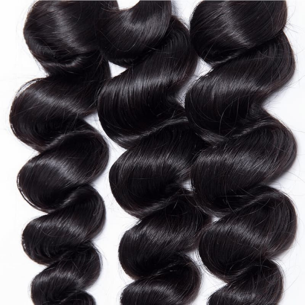 Three Bundles of Natural Black Loose Wave Human Hair Extensions