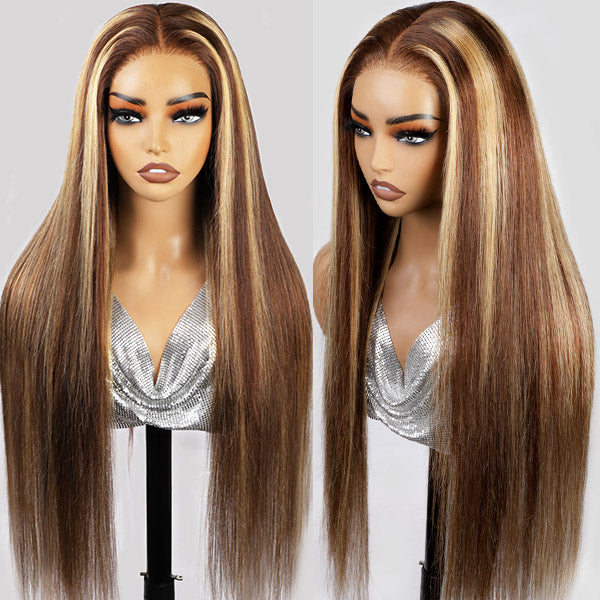 20 P4/27 Straight HD Lace Closure Wig Displayed On a Mannequin With Sleek Texture