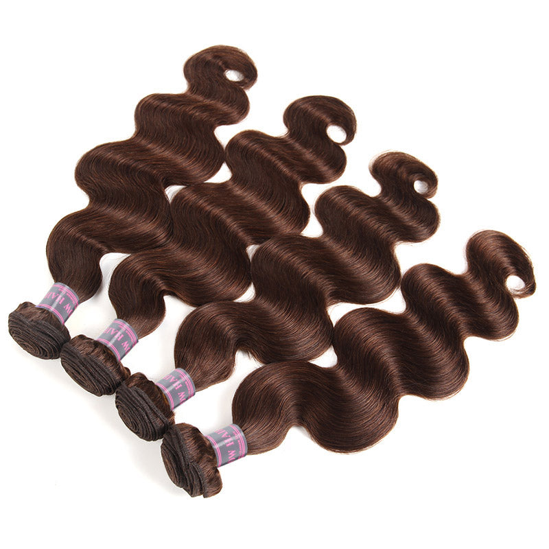 Natural Brown Body Wave Hair Extensions Bundles With a Soft, Wavy Texture