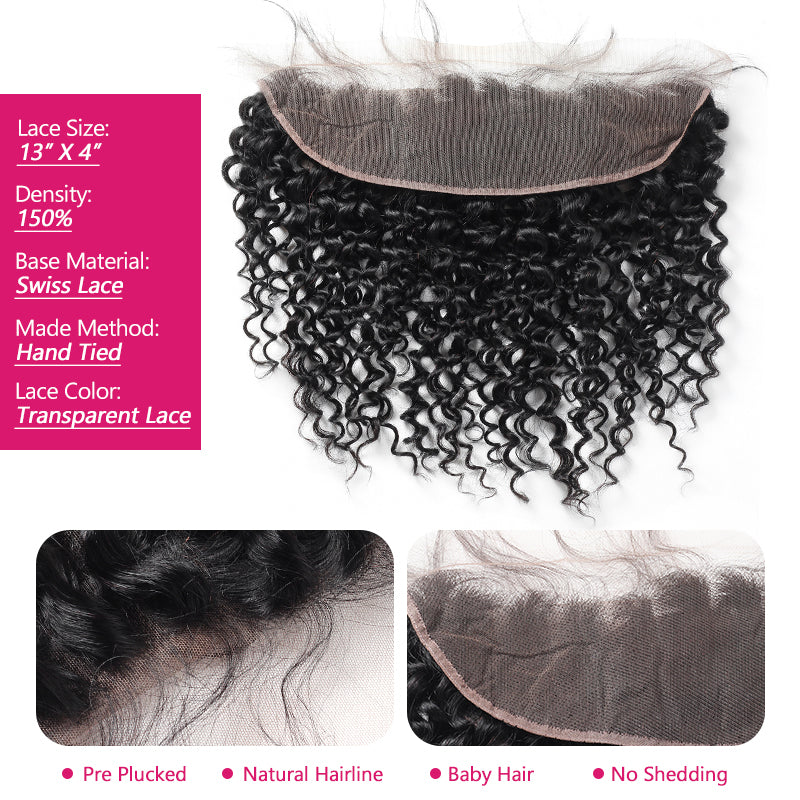 Ishow Virgin Brazilian Curly Hair Weave 3 Bundles with 13x4 Lace Frontal - IshowVirginHair