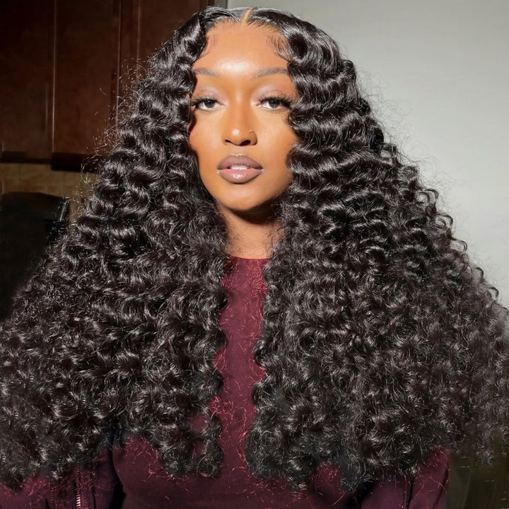 Woman Wearing 30-Inch Water Wave Glueless Wig