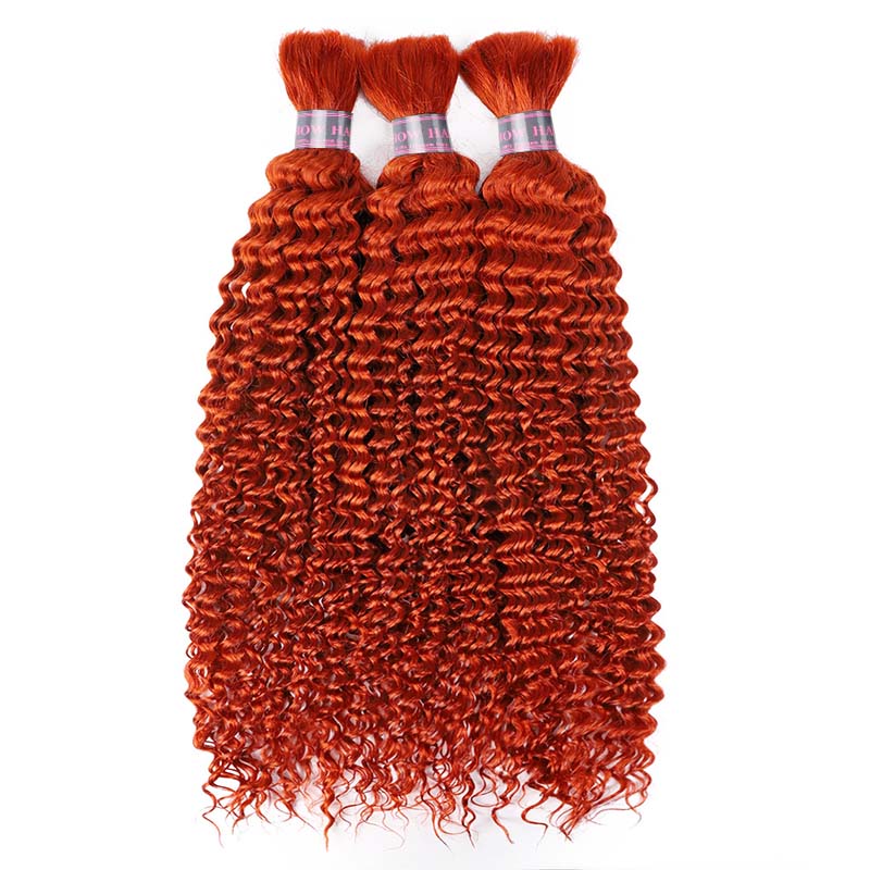 Ishow Deep Wave Hair Bulk for Braiding Ginger Color #350