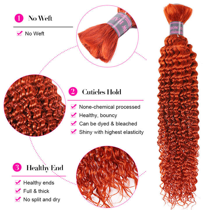 Ginger Deep Wave Hair Bundle Highlighting Healthy Curls and No Weft Design