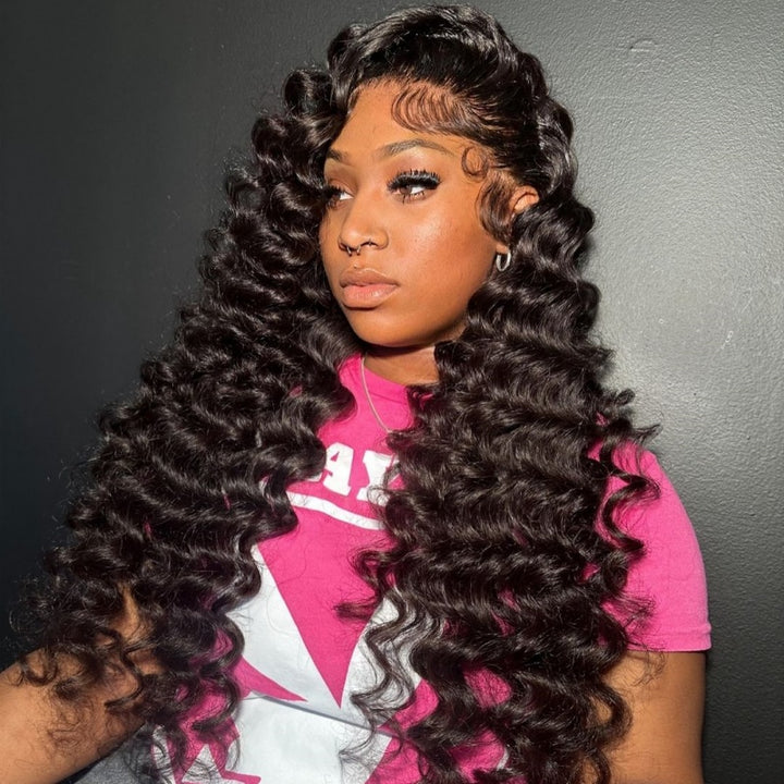 Ishow Hair Loose Deep Wave Wig - Natural Black Human Hair
