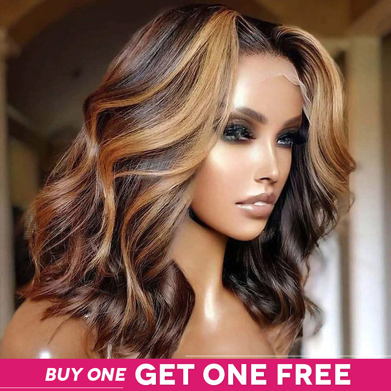 [Ishow Bogo Free] Colored Short Bob Wig P4/27 Honey Blonde/Ginger/Aburn Reddish Brown Body Wave/Straight HD Lace Closure Hair Wigs 