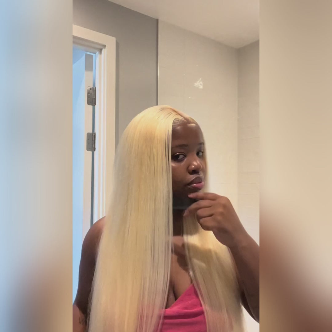 Ishow PPB™ Invisible Knots Blonde Wig Straight HD Lace Frontal Wig Ready To Wear Wig Pre Cut Wigs