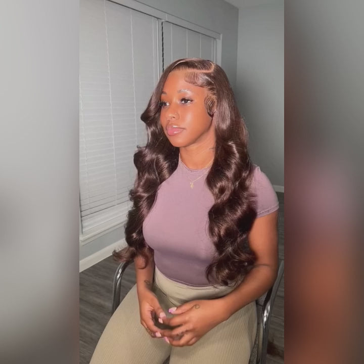 Ishow PPB™ Invisible Knots #4 Chocolate Brown Glueless Colored Wigs Body Wave Human Hair Wigs Beginner Friendly