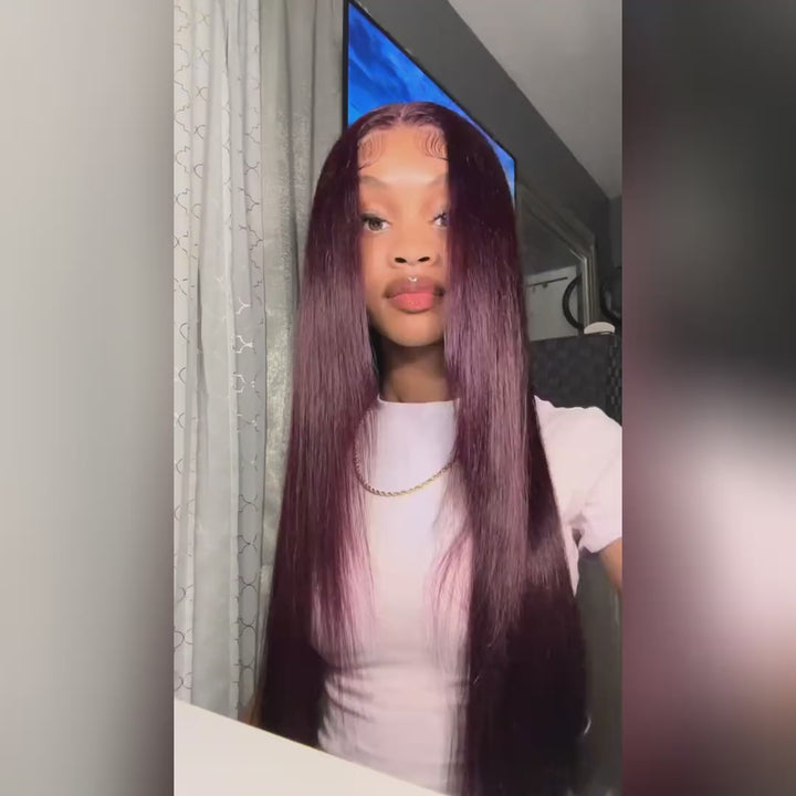 Ishow Black Cherry Layered Cut Glueless Wig Straight/Body Wave 13x4 Lace Front Human Hair Wigs Ready To Wear 5x5 Lace Closure Wig