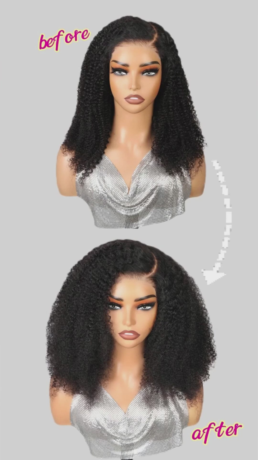 Ishow PPB™ Ready To Wear Kinky Curly C Part Invisible Knots Pre-Cut HD Lace Glueless Wigs Pre Plucked