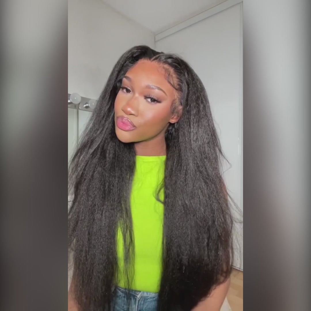 Ishow PPB™ Invisible Knots Kinky Straight Glueless Wig 13x4 HD Lace Frontal Wigs Beginner Friendly Pre Cut Wigs