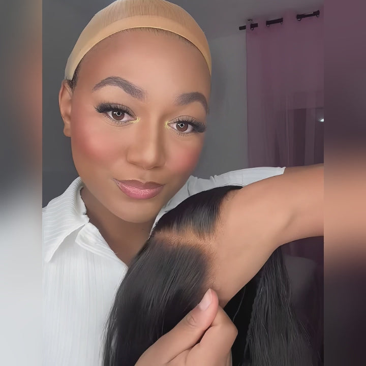 Ishow Pre Cut Glueless Lace Wigs Ready To Wear Straight Human Hair Wigs 4x4 Lace Closure Wigs with Baby Hair 250% Density