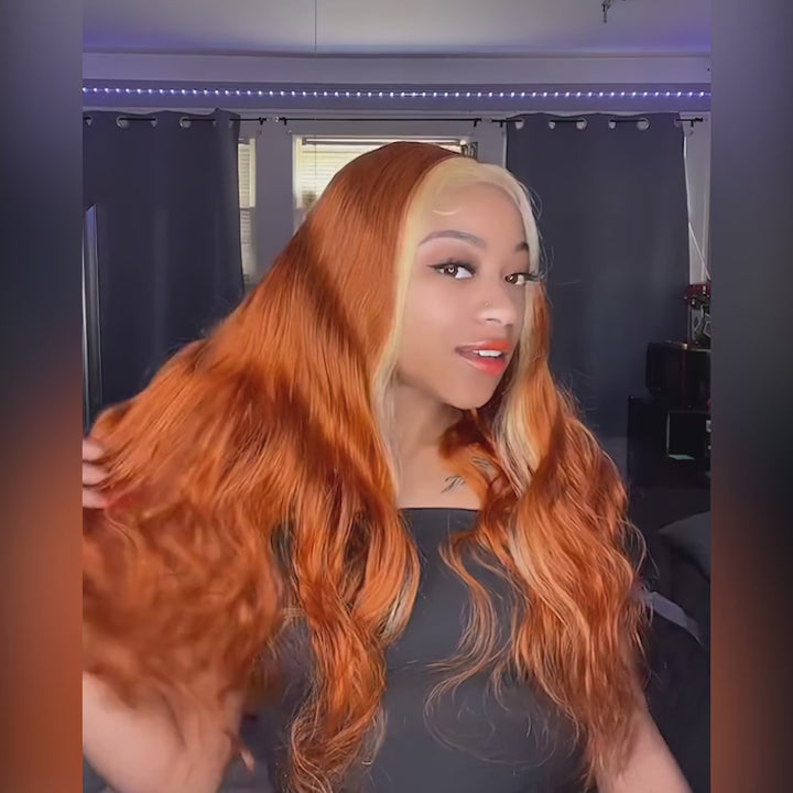 Ginger Blonde Lace Front Wig Body Wave Human Hair Wigs 200% Density  HD Lace Wigs