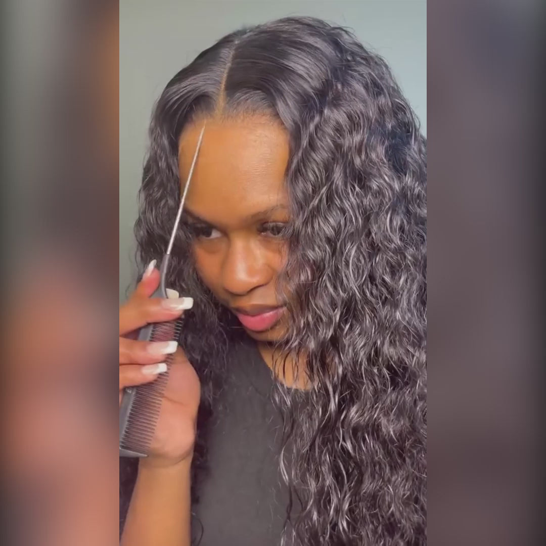 Ishow PPB™ Invisible Knots Glueless Wigs Deep Curly 13x4 HD Lace Frontal Wig Human Hair Pre Cut Wigs