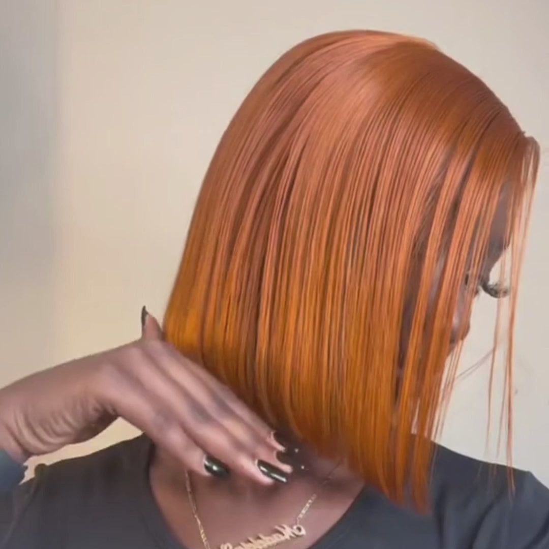 Ginger Bob Wigs Colored Bob Wigs 13x4 Lace Front Wigs Ginger Straight Hair Wig