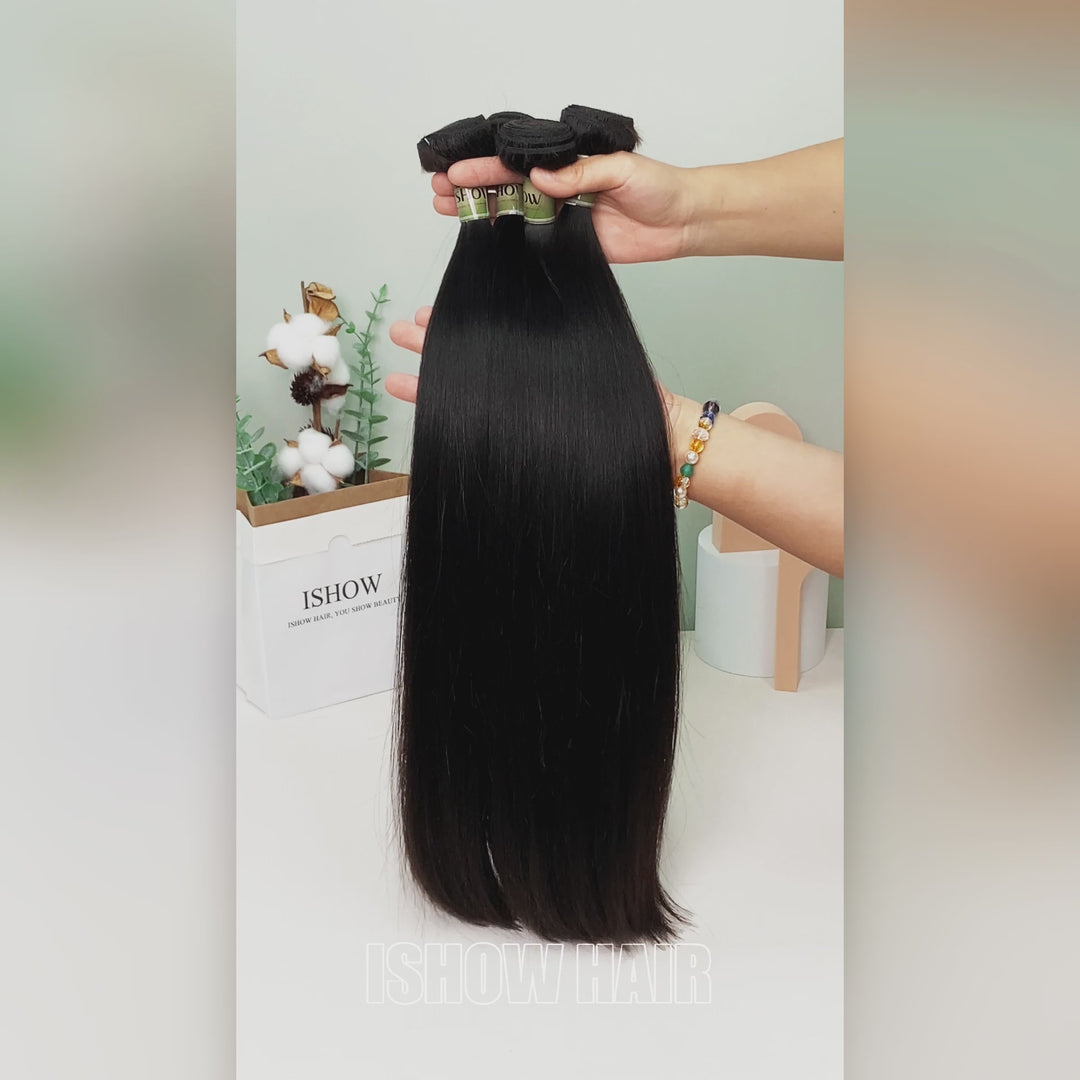 Ishow Raw Vietnamese Hair 15A Premium Human Hair Bundles 1B Color Straight Unprocessed Human Hair Bundles