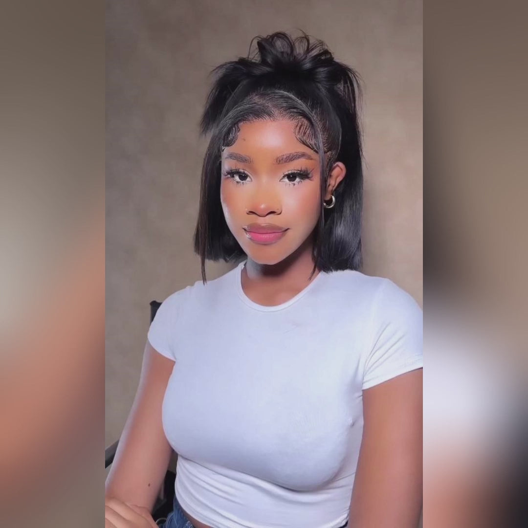Bob Wigs Straight Short Bob Lace Front Wigs Middle Part Human Hair Bob Wigs