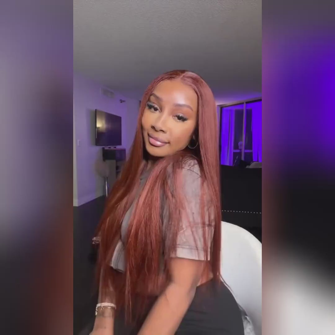 Reddish Brown Wig 13x4 Straight Lace Front Wigs 34Inch Frontal Lace Wigs